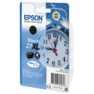 Epson Alarm clock Singlepack Black 27XL DURABrite Ultra Ink