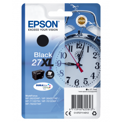 Epson Alarm clock Singlepack Black 27XL DURABrite Ultra Ink