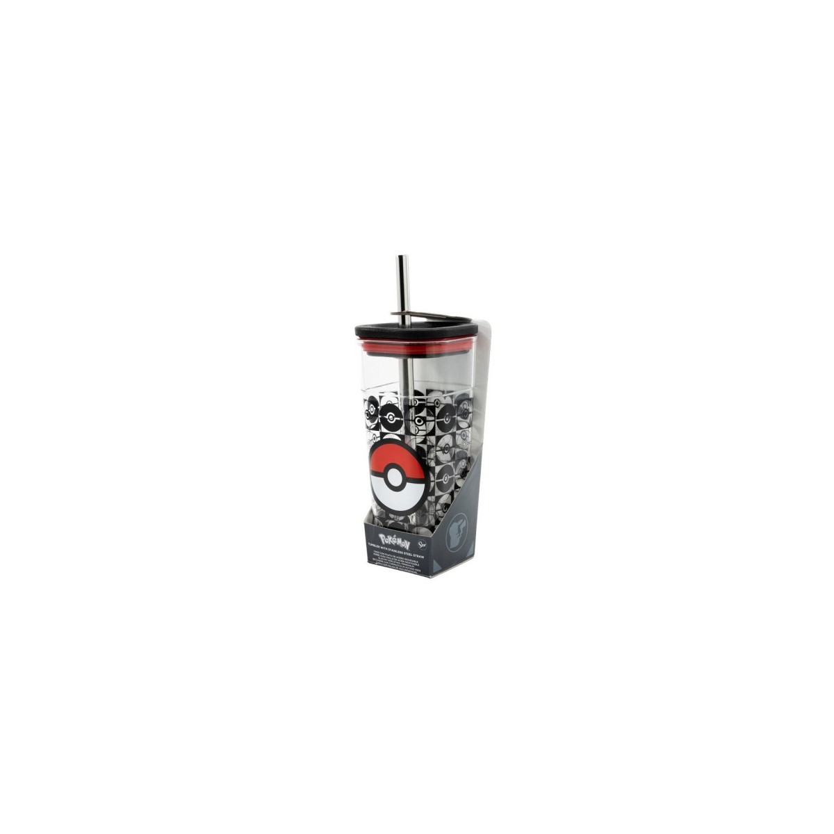 VASO ACRiLICO CUBE CON PAJITA ACERO INOX POKEMON STOR 3556