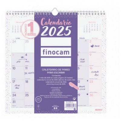 CALENDARIO 2025 PARED TRENDY CHIC ESCRIBIR 300X300MM MORADO FINOCAM 787002725