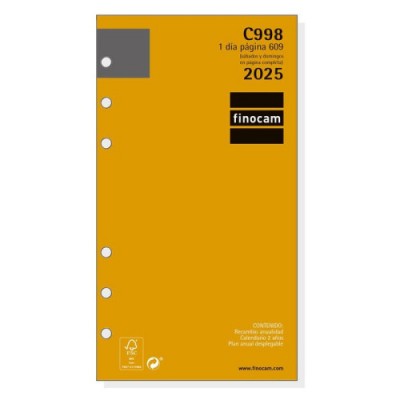 RECAMBIO ANUAL 2025 C998 CLASSIC609 94X171MM DIA PAGINA FINOCAM 201330025