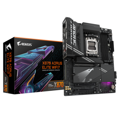 GIGABYTE Placa base X870 A ELITE WIFI7 Compatible con CPUs AMD Ryzen 9000 VRM de 1622 fases hasta 8000MHz DDR5 OC 4xPCIe 50 4xM