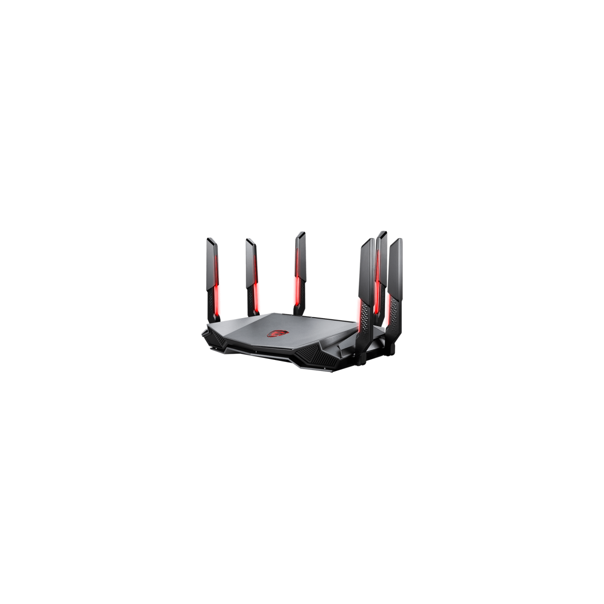 MSI RADIX AXE6600 WIFI 6E TRI BAND router inalambrico Gigabit Ethernet Doble banda 24 GHz 5 GHz Negro Rojo