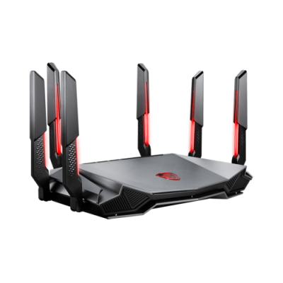 MSI RADIX AXE6600 WIFI 6E TRI BAND router inalambrico Gigabit Ethernet Doble banda 24 GHz 5 GHz Negro Rojo