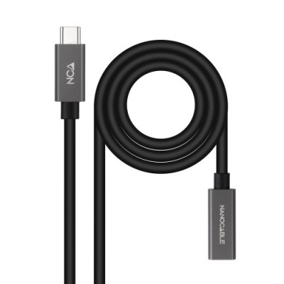 Nanocable Cable Prolongador USB C 32 Gen2x2 20Gbps 3A 4K 60Hz USB C M USB C H Negro 2 m